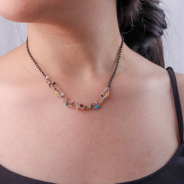 Multicolor Ganthan Silver Mangalsutra (Project Handmade)