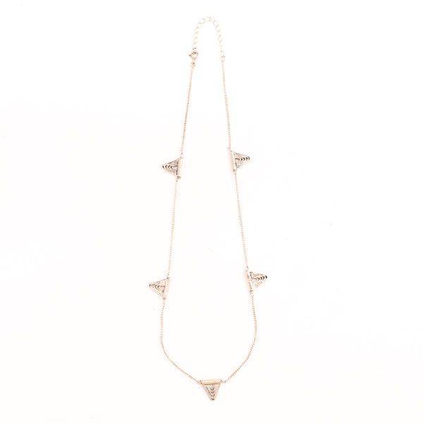 silver spiral triangle pendant necklace