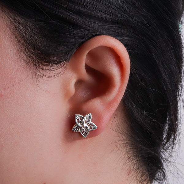 Carved Flower Stud Earrings