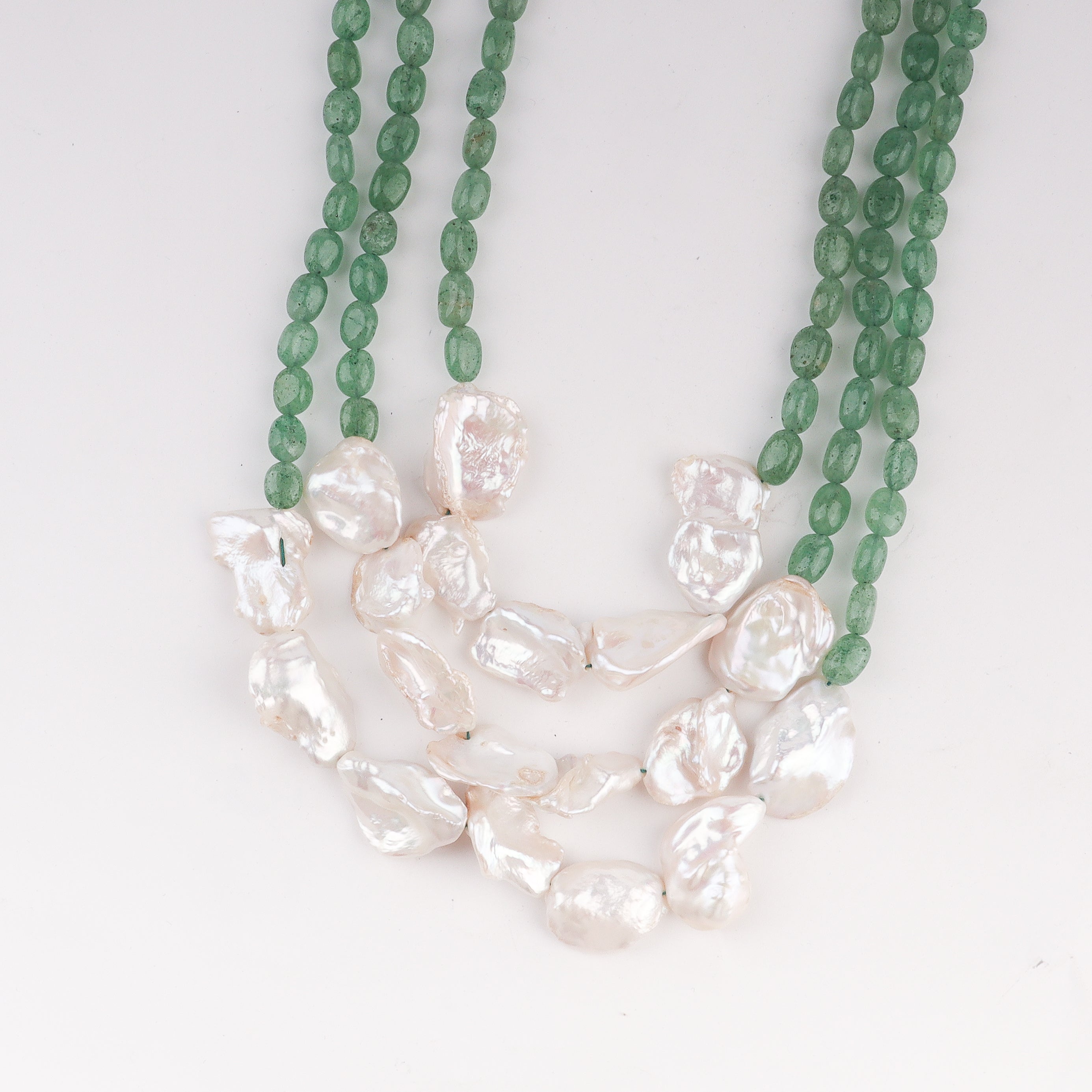 green quartz baroque pearl statement necklace