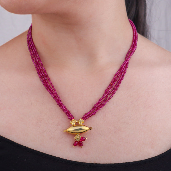 Tait Pendant Necklace with Rubies | 22K Gold-Plated