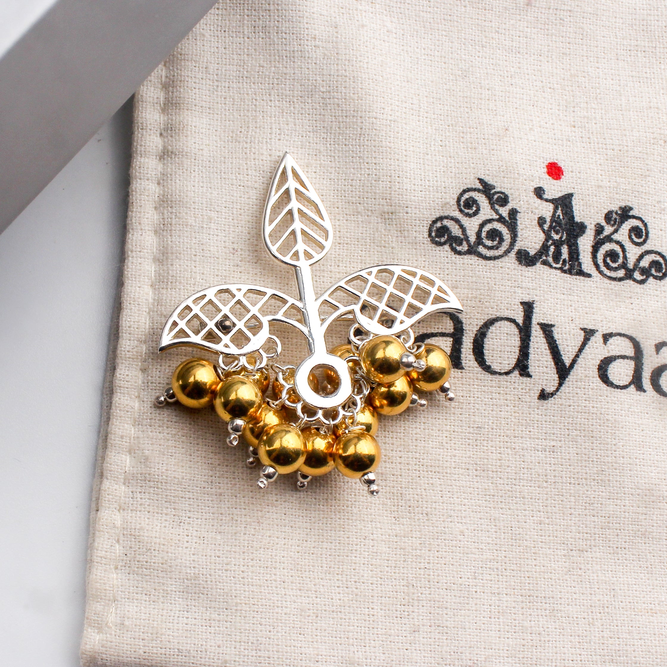 Swarna Rajat | The Leaf Filigree Brooch | Dual Tone (Made to Order)