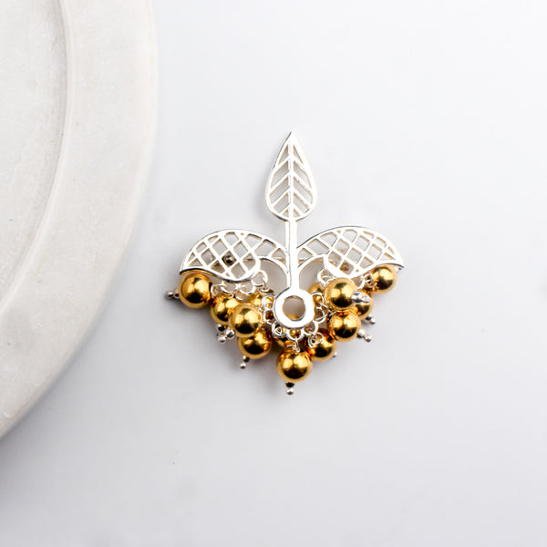 Swarna Rajat | The Leaf Filigree Brooch | Dual Tone (Made to Order)