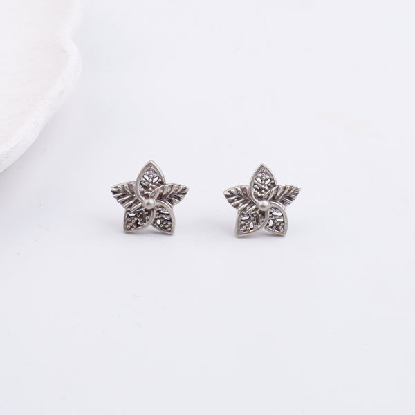 Carved Flower Stud Earrings