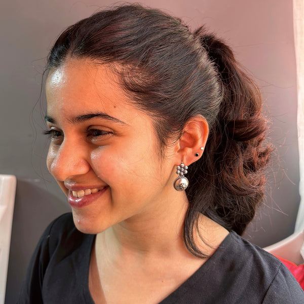 Silver floral earrings