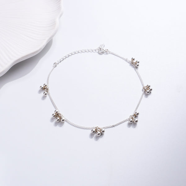 Silver Anklet with Ball Charms