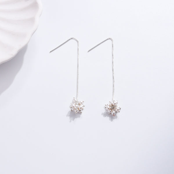 Sui Dhaaga Pearl Bunch Earrings silver jewelry