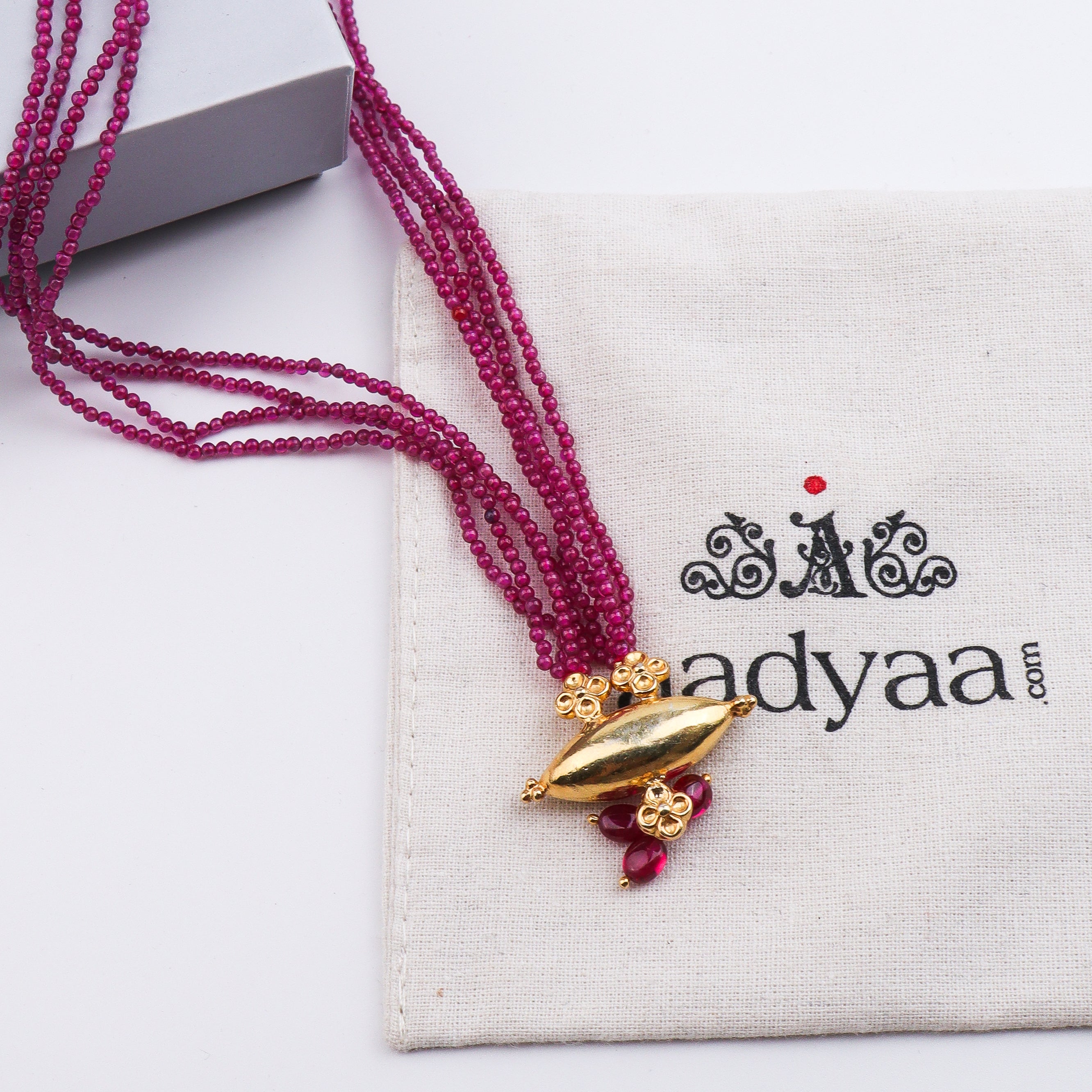 Tait Pendant Necklace with Rubies | 22K Gold-Plated