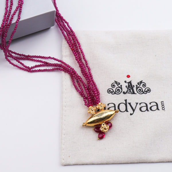 Tait Pendant Necklace with Rubies | 22K Gold-Plated