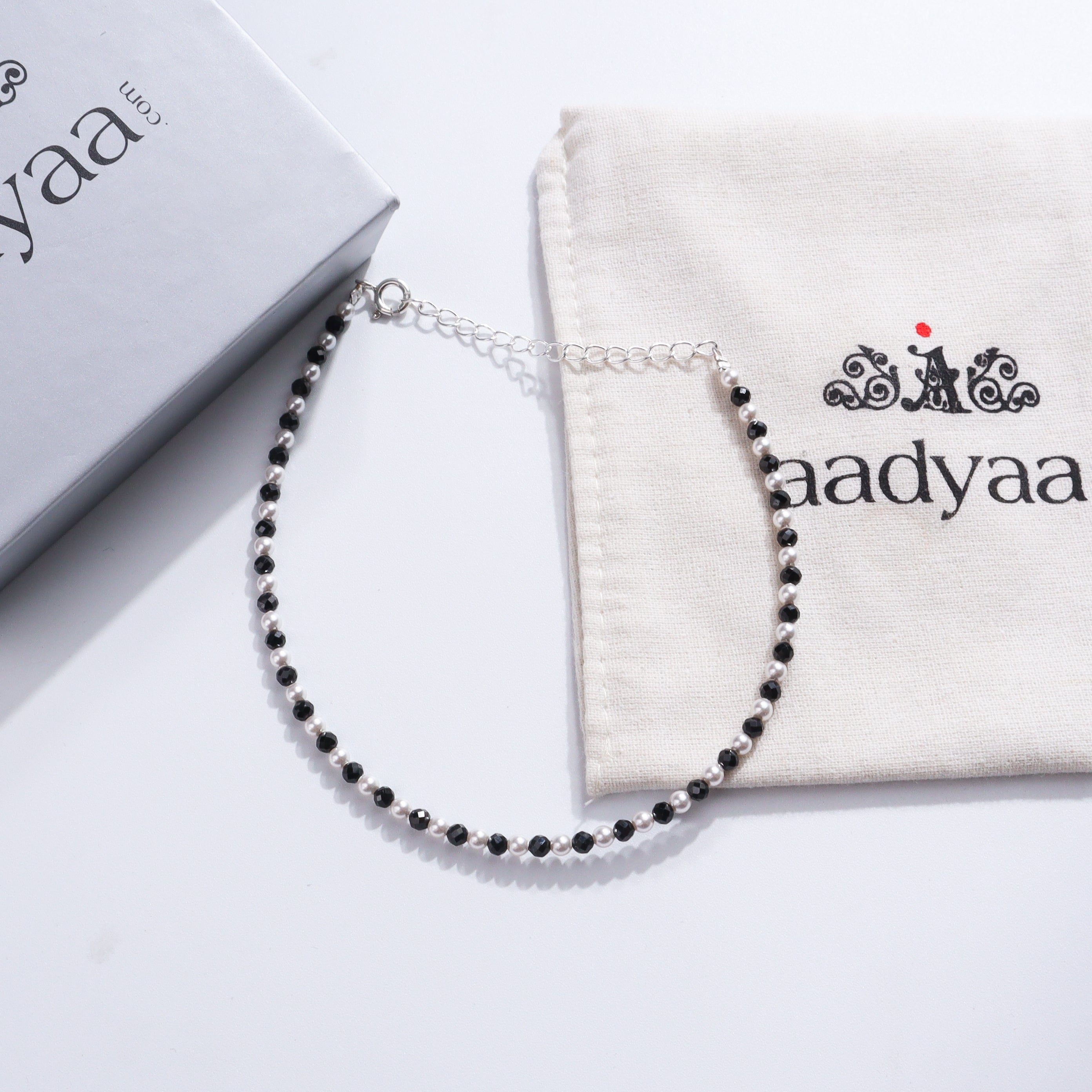 Pearls and Black Spinel Anklet