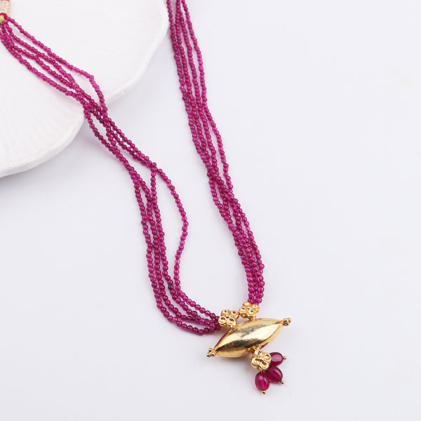 Tait Pendant Necklace with Rubies | 22K Gold-Plated