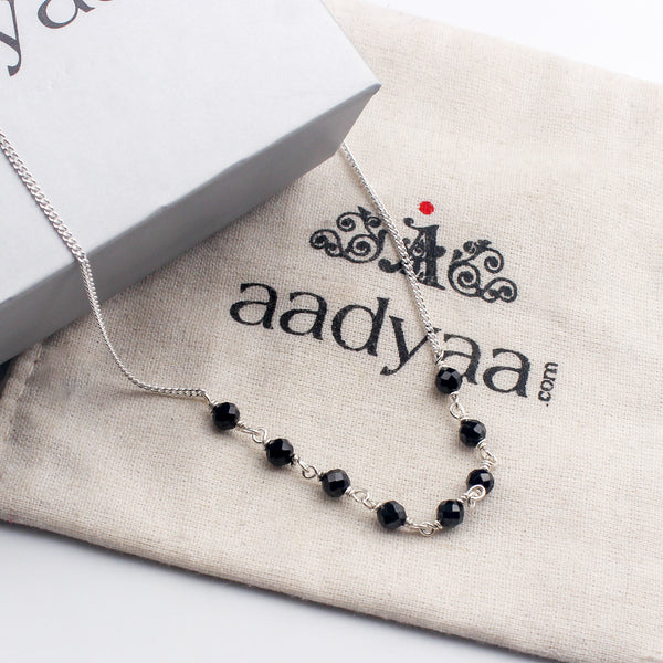 Handmade Silver Mangalsutra : Faceted Black spinel ganthan