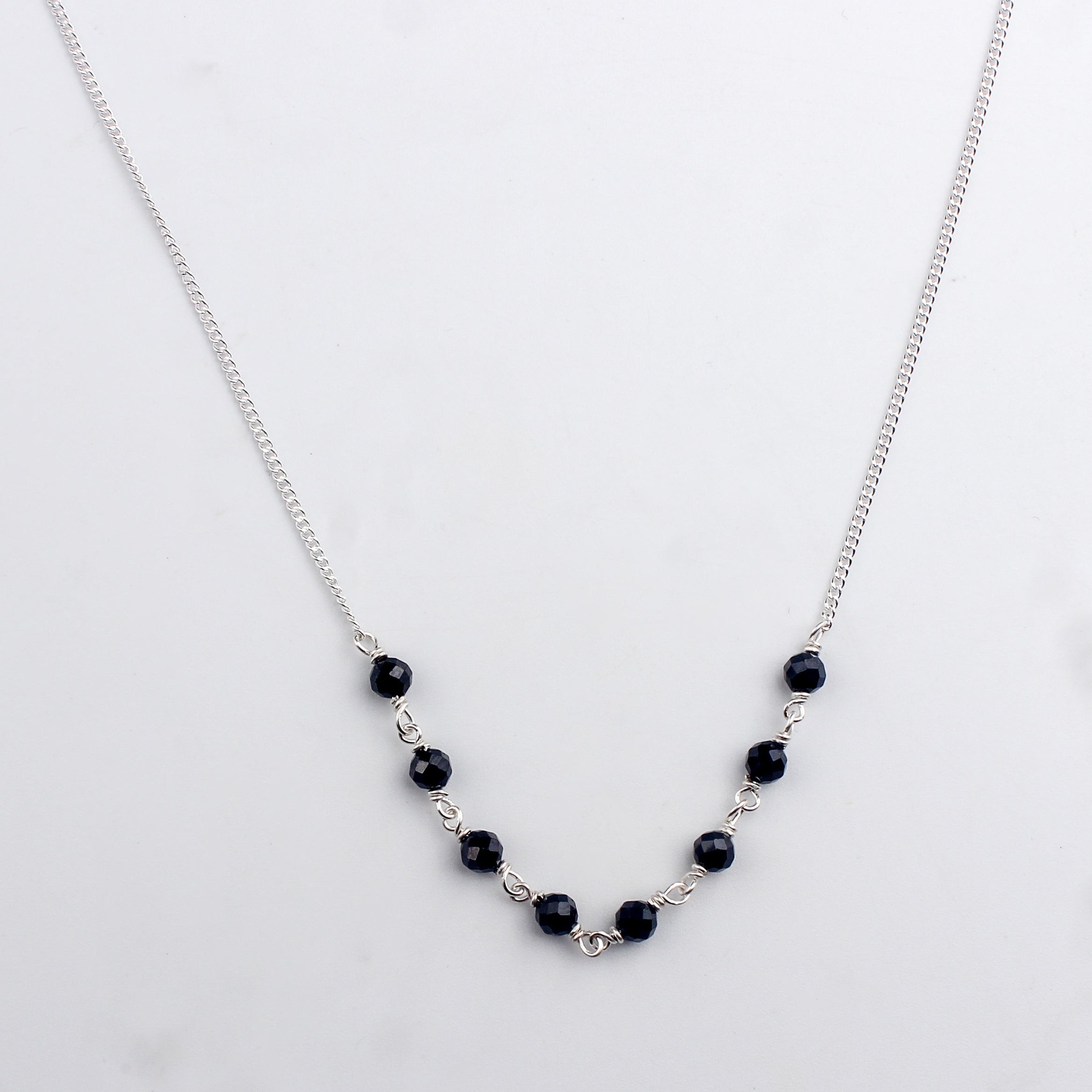 Handmade Silver Mangalsutra : Faceted Black spinel ganthan