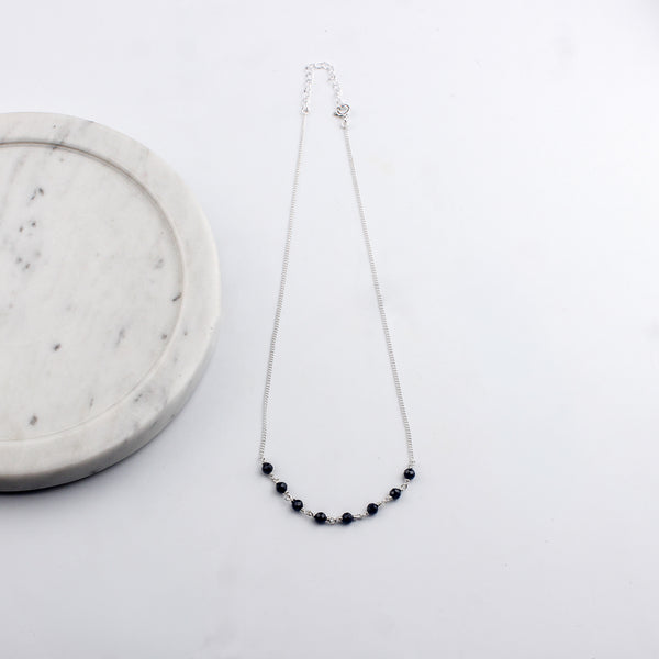 Handmade Silver Mangalsutra : Faceted Black spinel ganthan