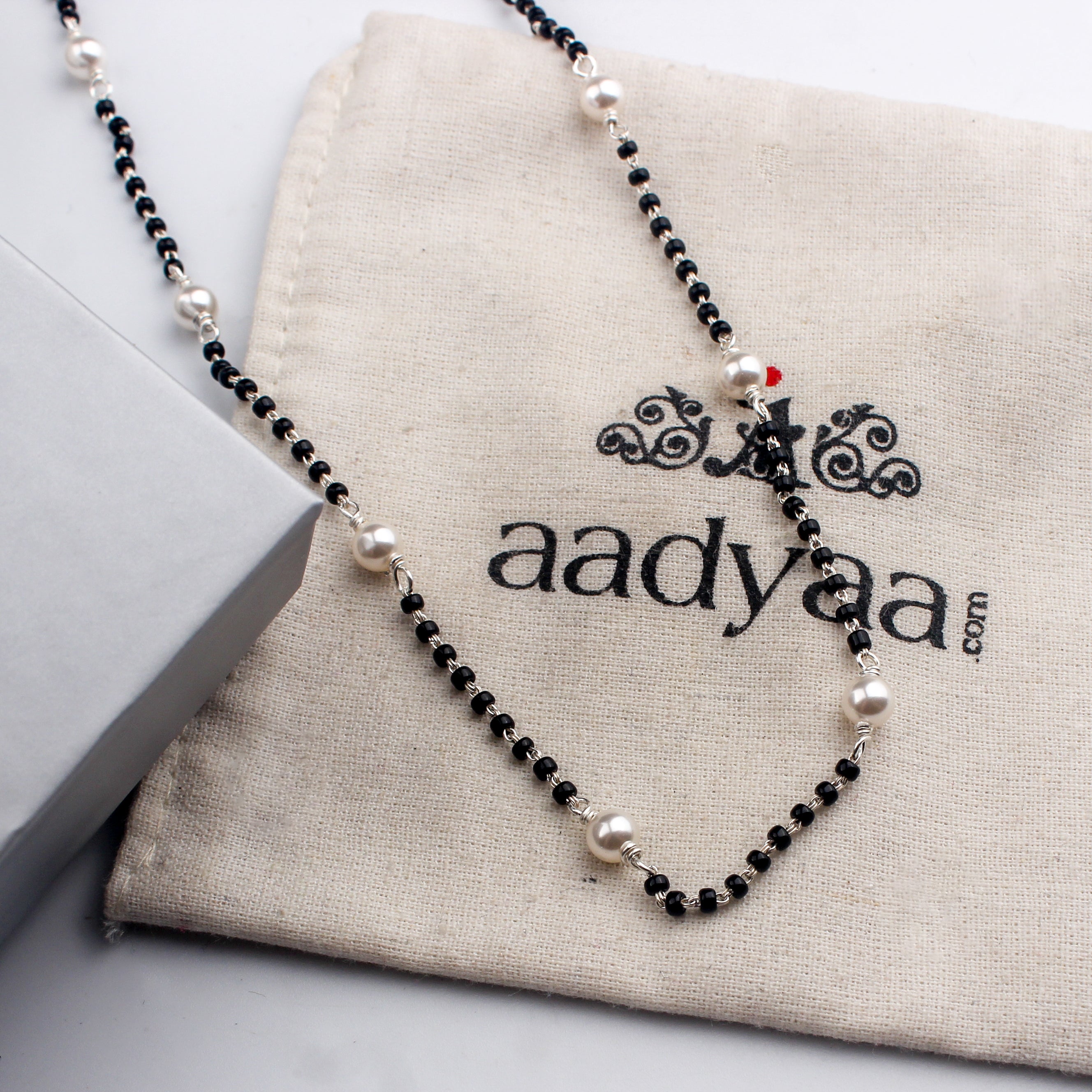 Silver Mangalsutra with pearls