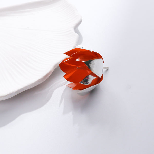 Red and silver flower ornament for Pooja