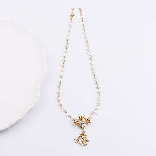 Petal Tanmani Necklace with Pearls | 22K Gold-Plated