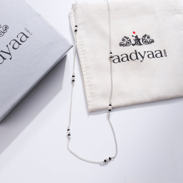 Handmade Silver Mangalsutra : Pearls - Black spinels