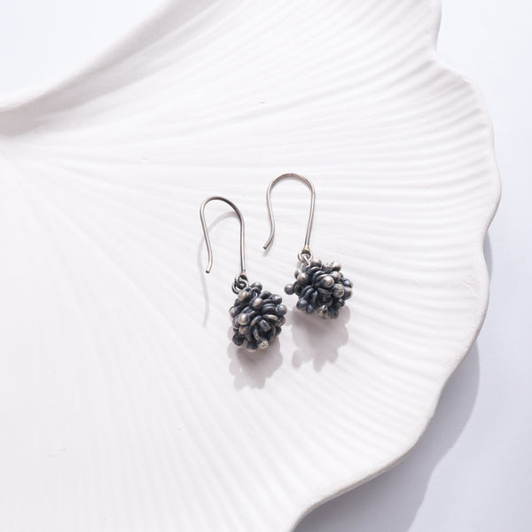 Sterling silver ghungroo earrings with hook style design