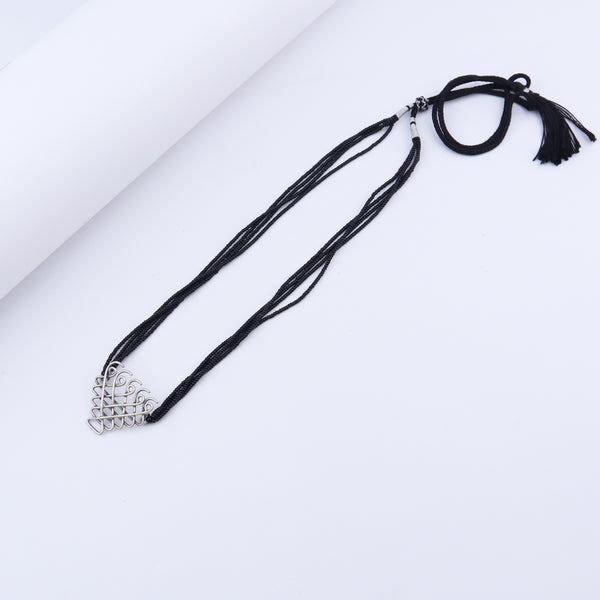 Black beaded Saraswati Mangalsutra with silver pendant