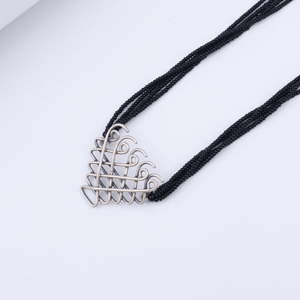Black beaded Saraswati Mangalsutra with silver pendant