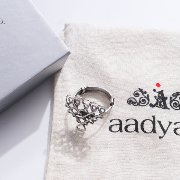 Saraswati Ring Small sterling silver motif jewelry for women