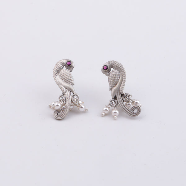 Parrot Earrings with Pearls (Made to Order)