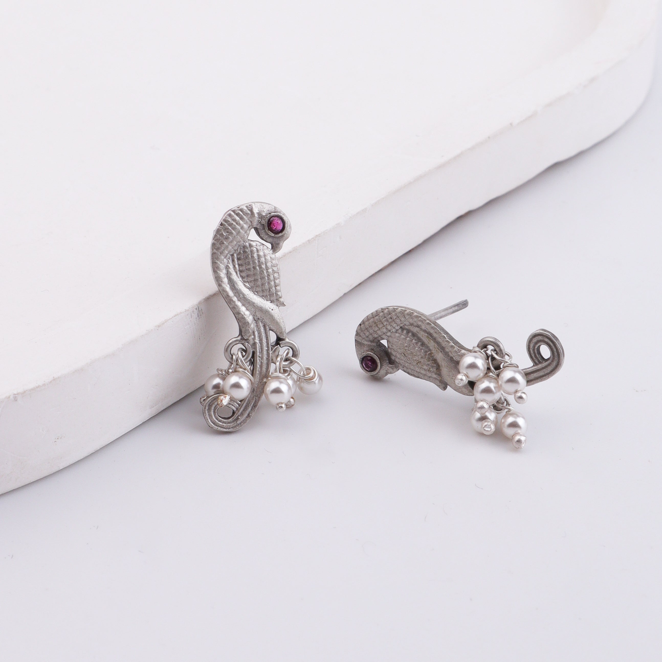 Parrot Earrings with Pearls