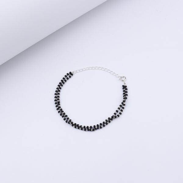 Black beaded silver mangalsutra bracelet