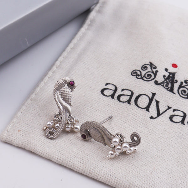 Parrot Earrings with Pearls (Made to Order)