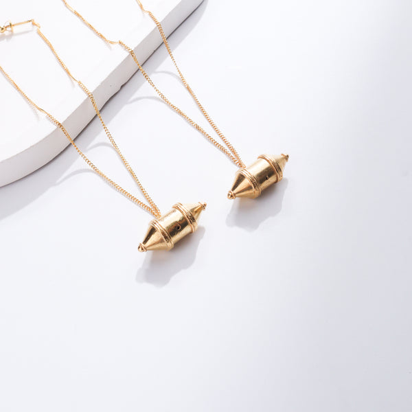 Gold plated silver necklace with traditional Kashmiri Dejhoor pendant for jewelry accessories