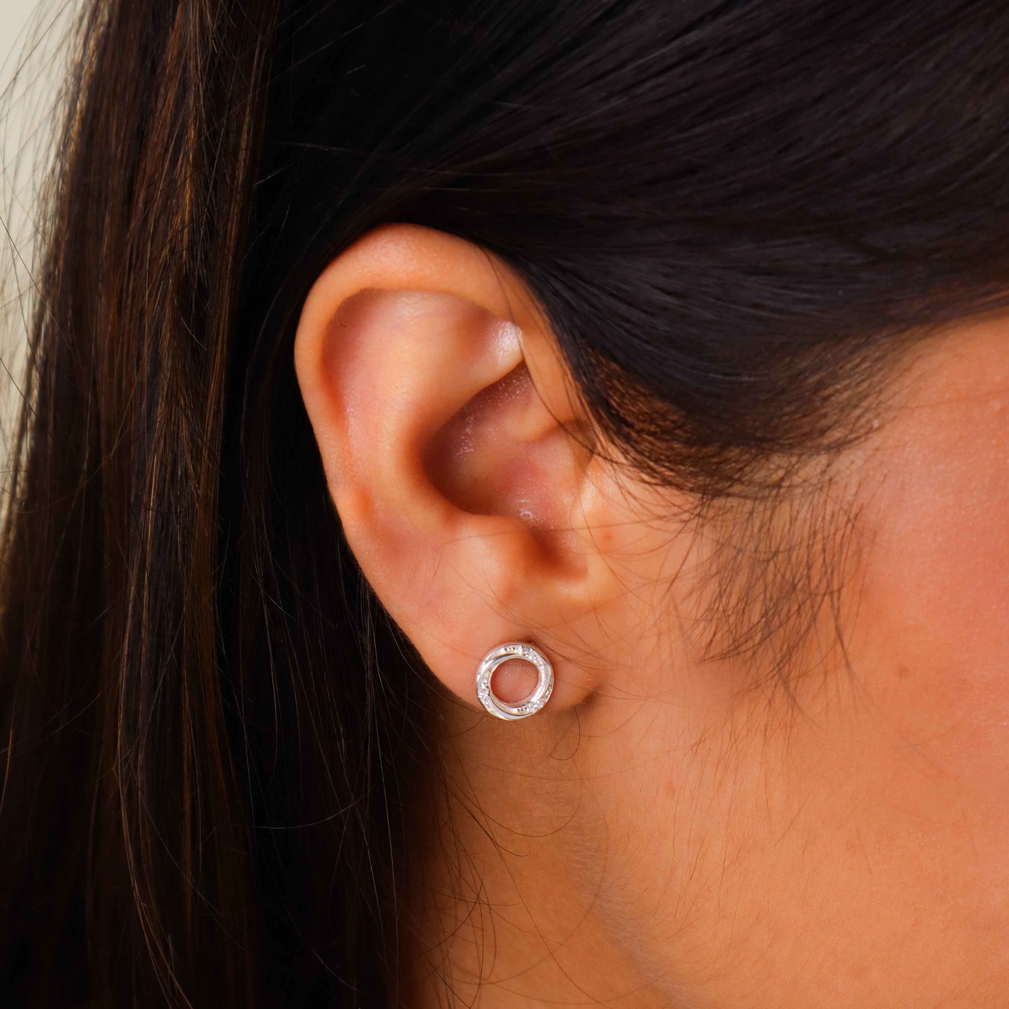 Silver Swirl Zircon Set with Chain
