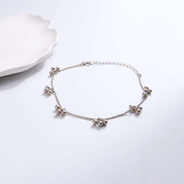 Silver Ghungroo Bunch Bracelet with clustered ghungroos for jewelry