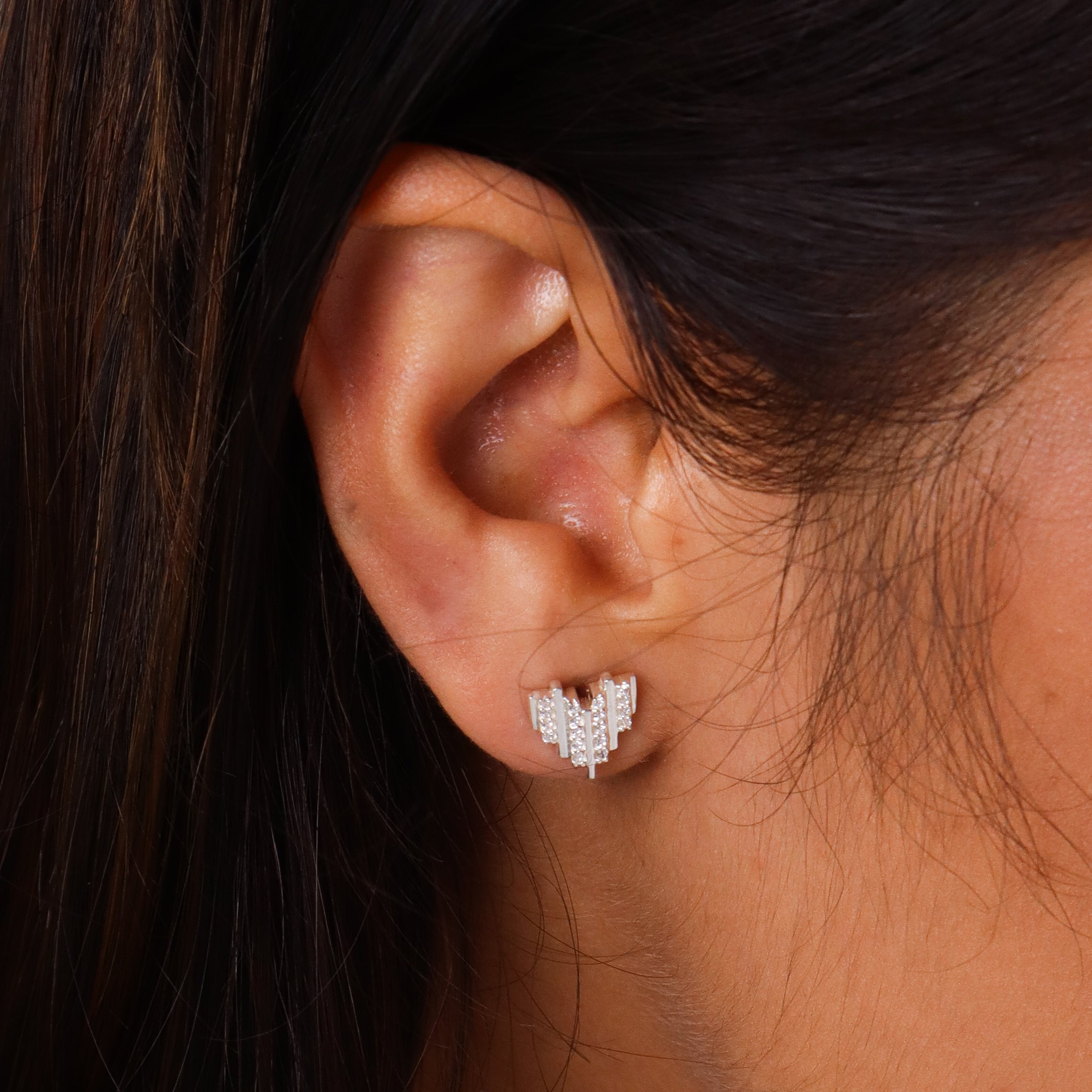 Silver Heart Zircon Set with Chain