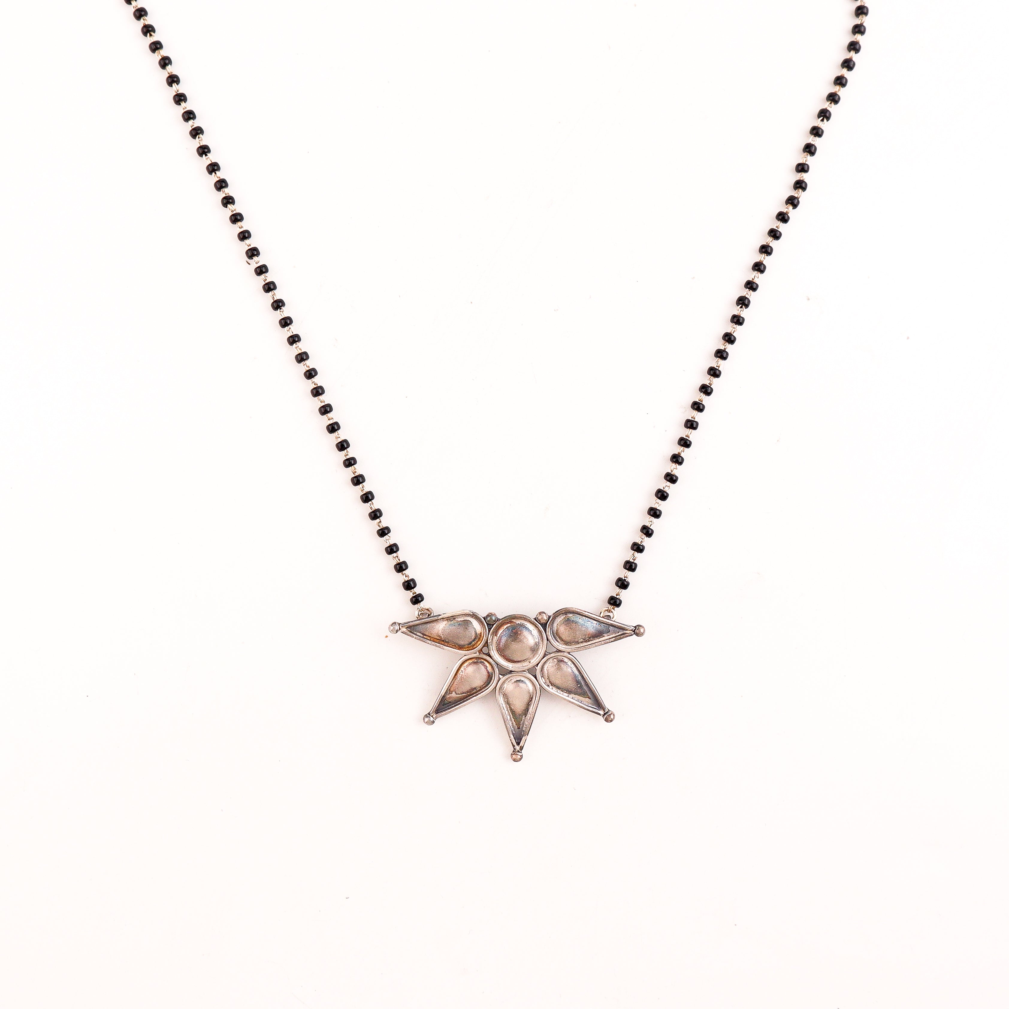 Silver Half Flower Mangalsutra