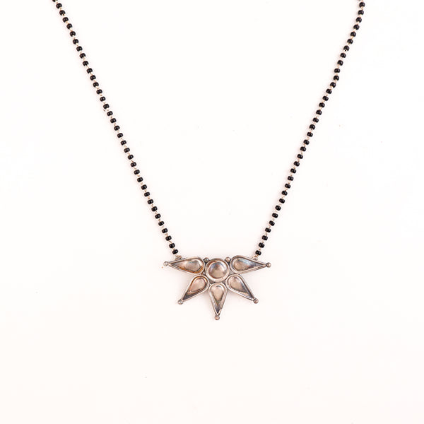 Silver Half Flower Mangalsutra
