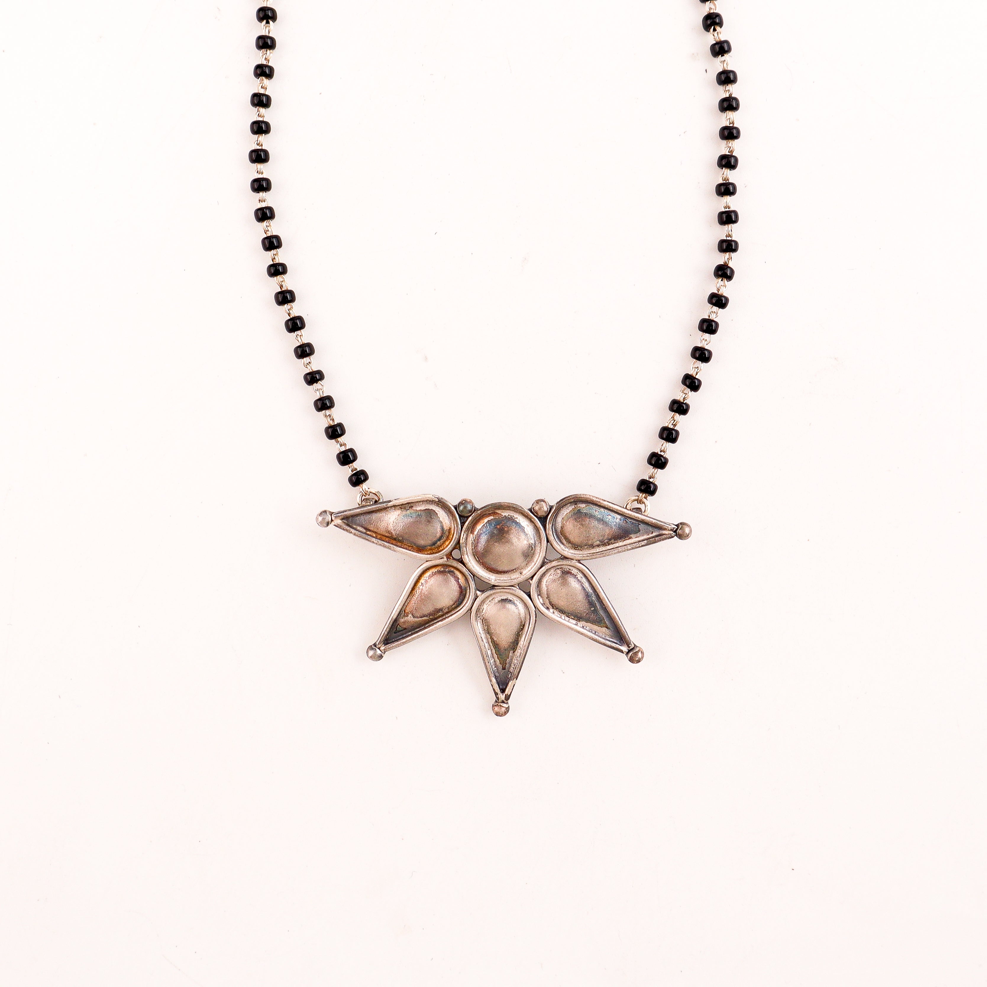 Silver Half Flower Mangalsutra