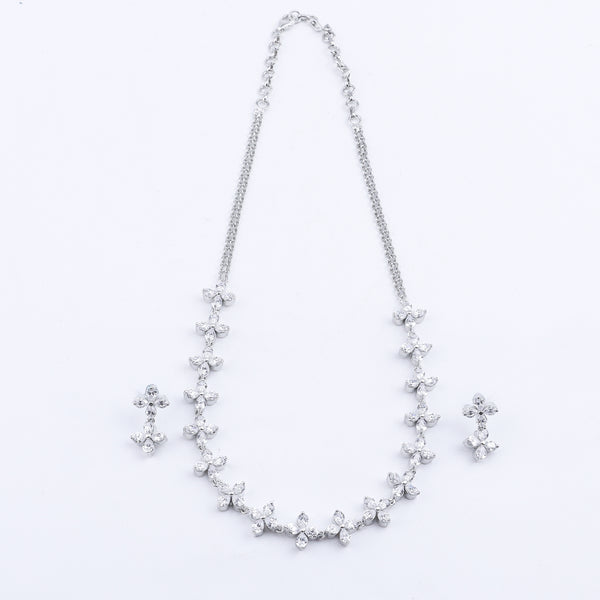 Silver CZ Necklace and Earring Set