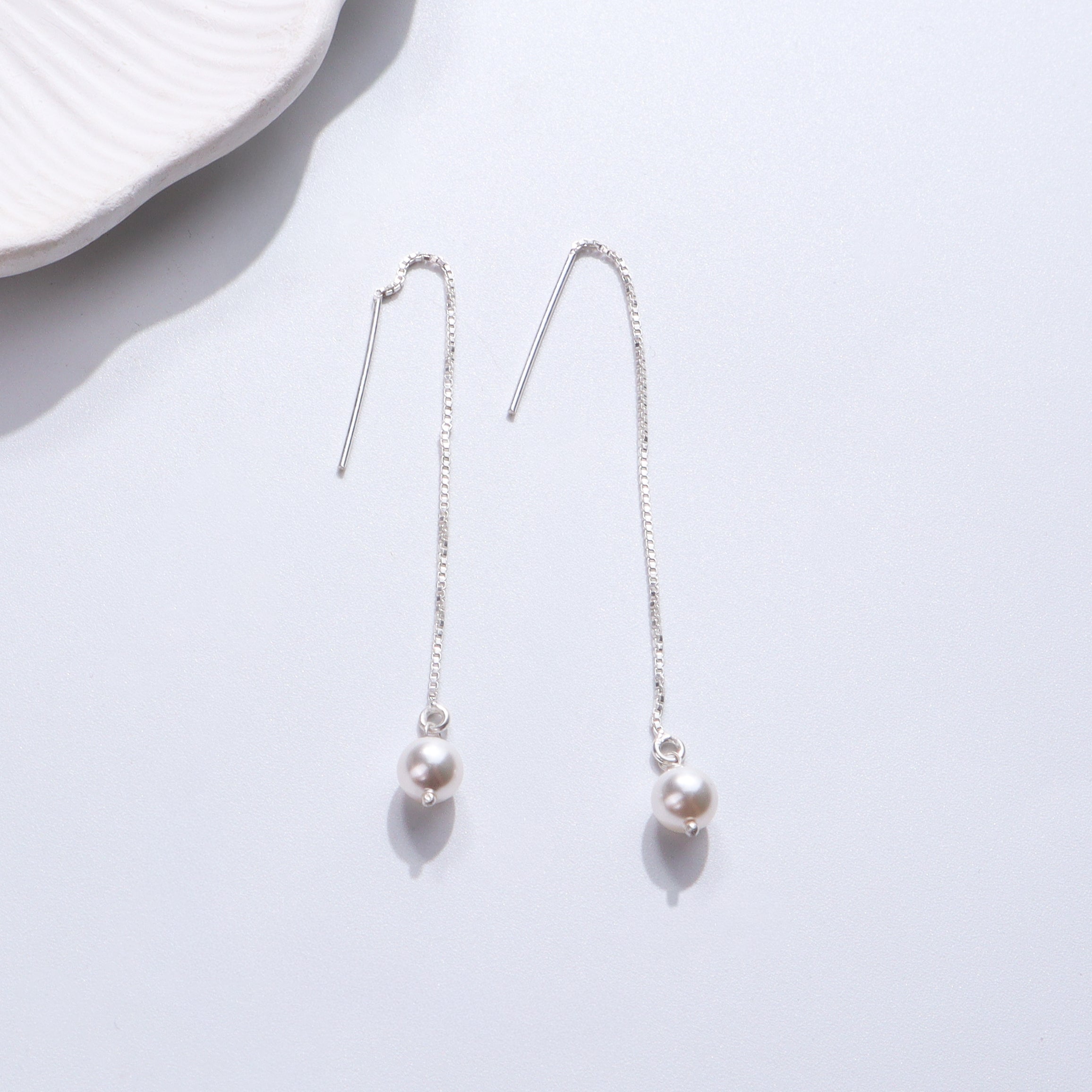 Silver pearl drop earrings
