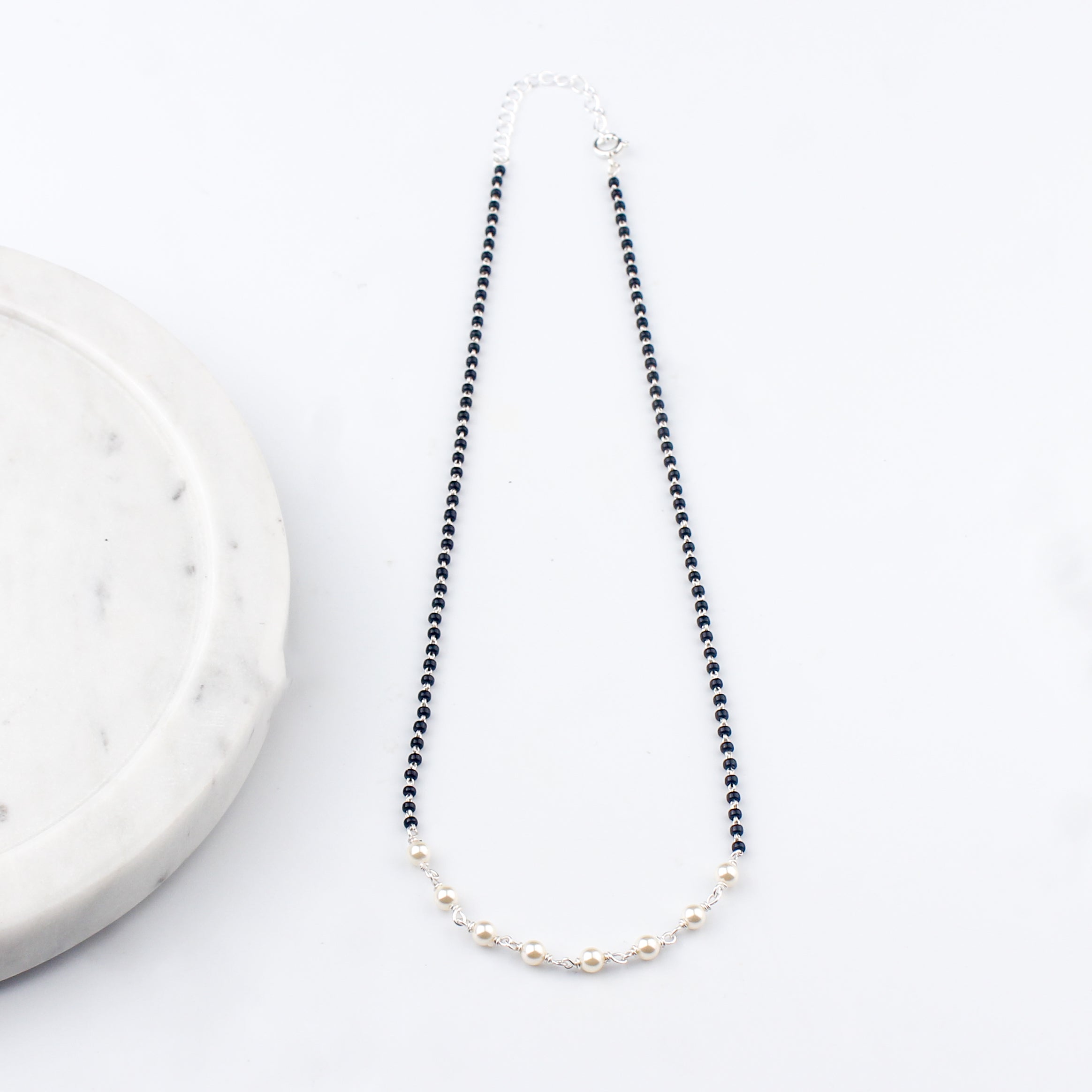 Handmade Delicate Silver Pearls Mangalsutra