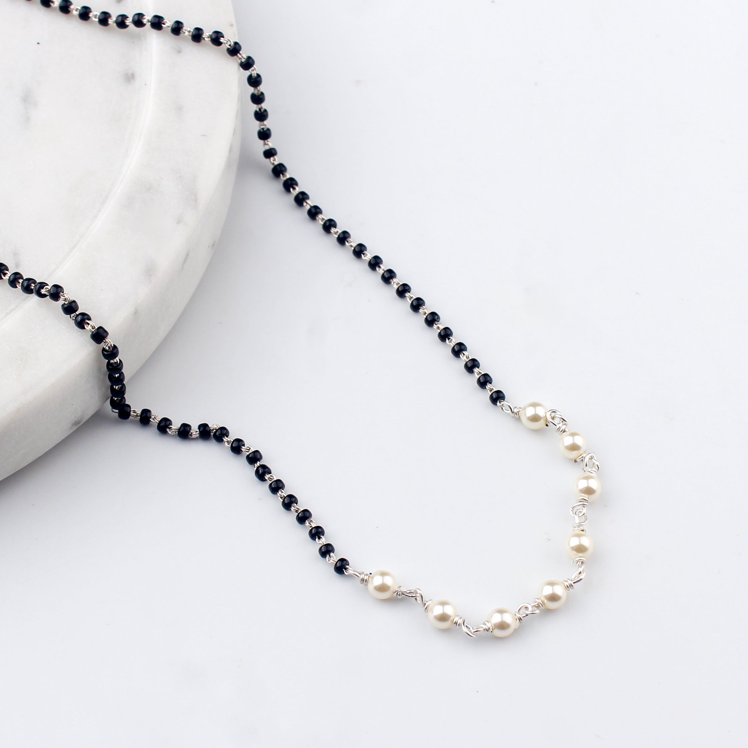Handmade Delicate Silver Pearls Mangalsutra