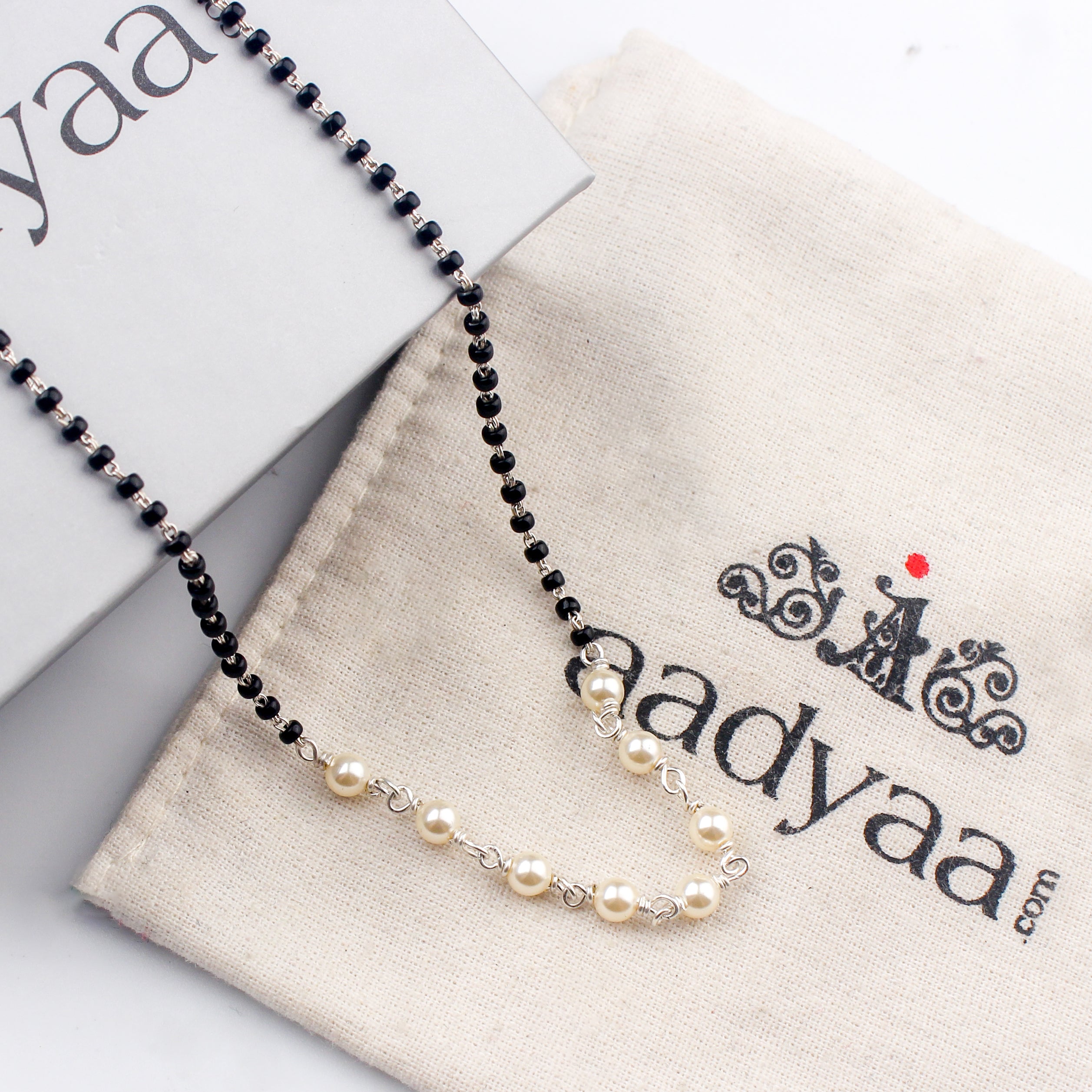 Handmade Delicate Silver Pearls Mangalsutra