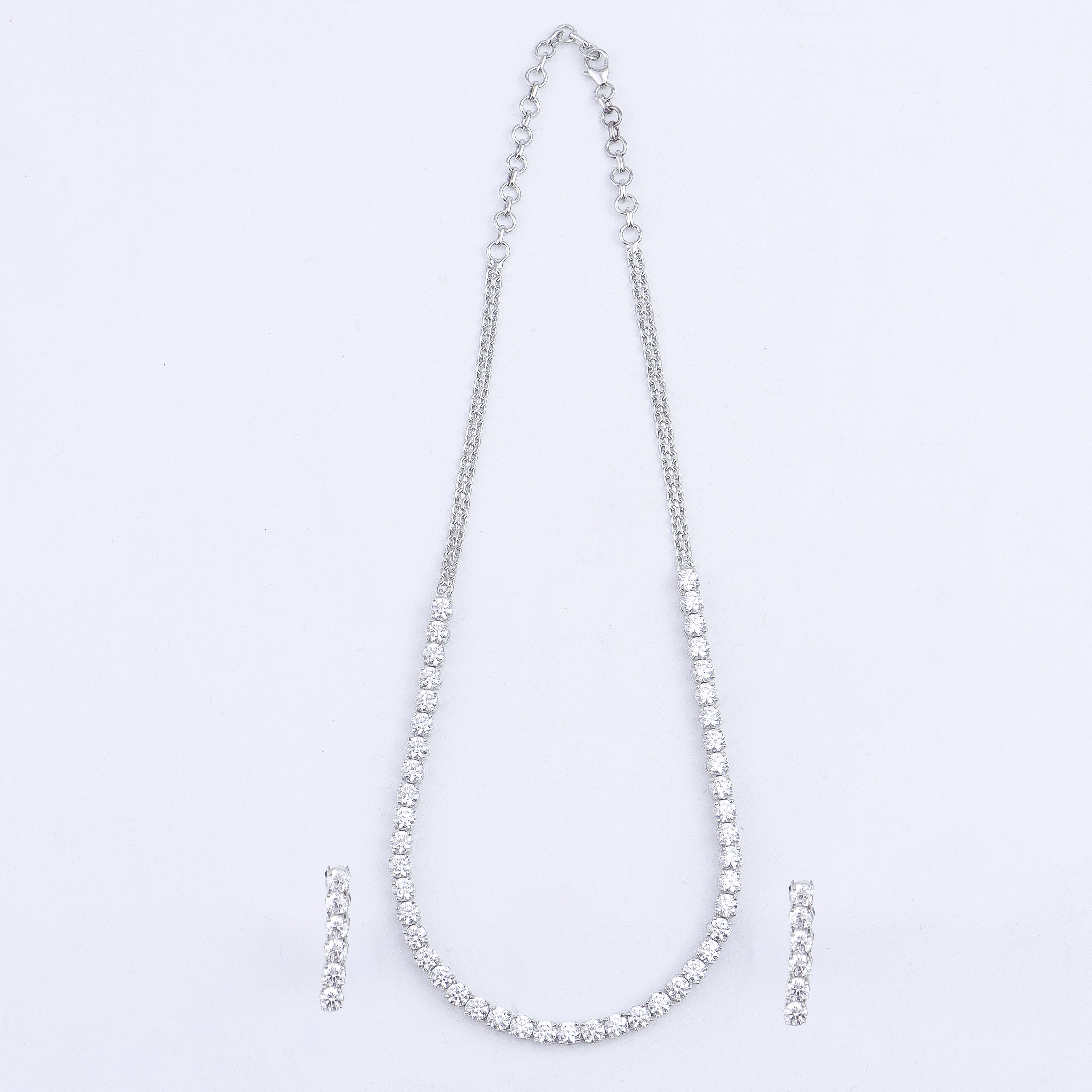 Silver CZ Necklace and Earring Set