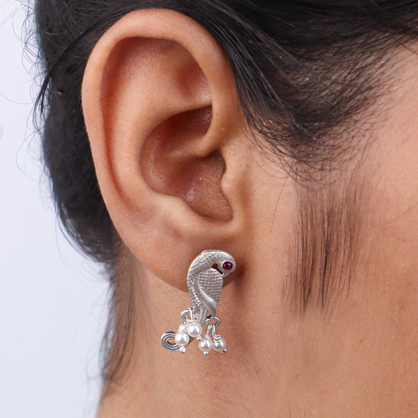 Parrot Earrings with Pearls (Made to Order)