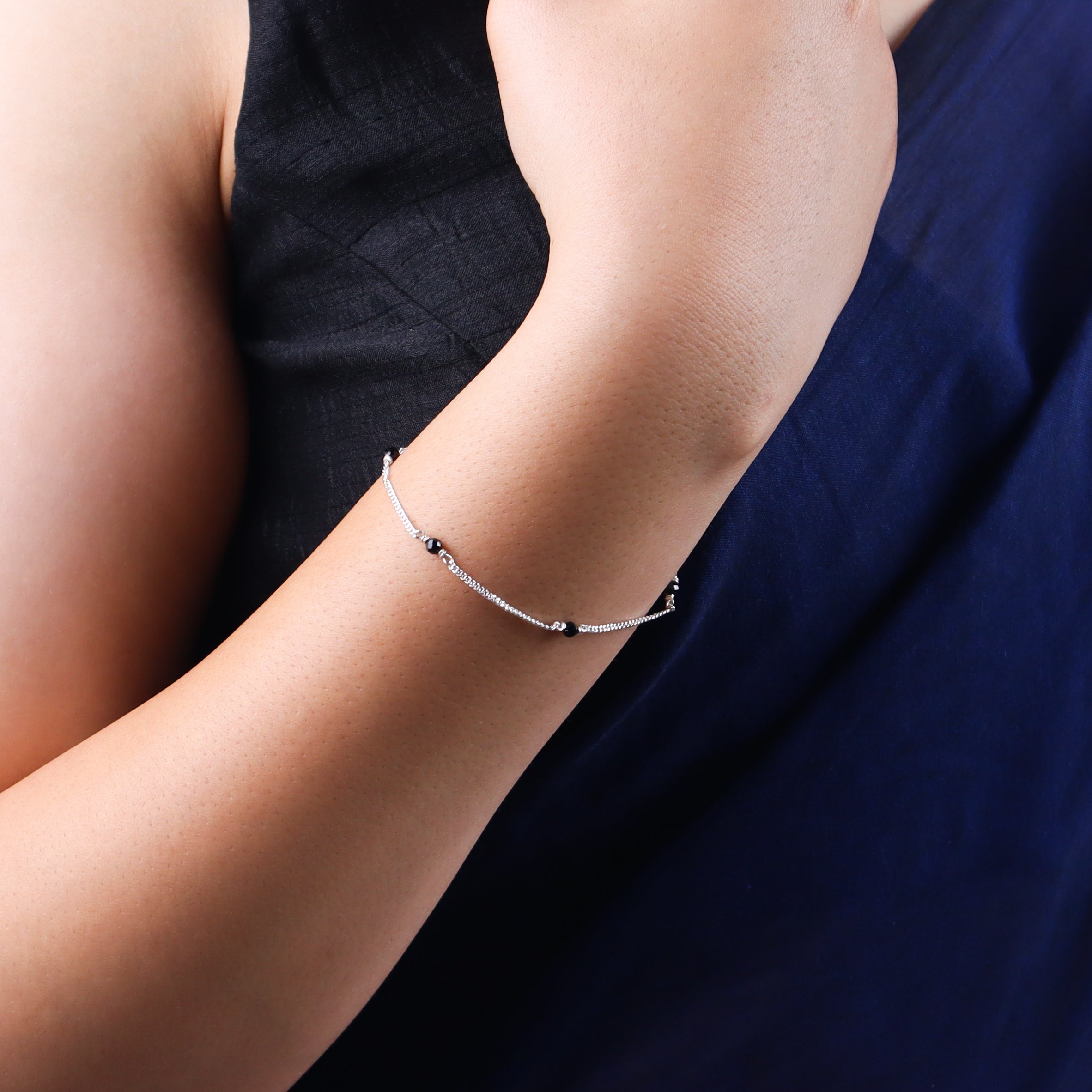 Silver Spinel Minimalist Mangalsutra Bracelet