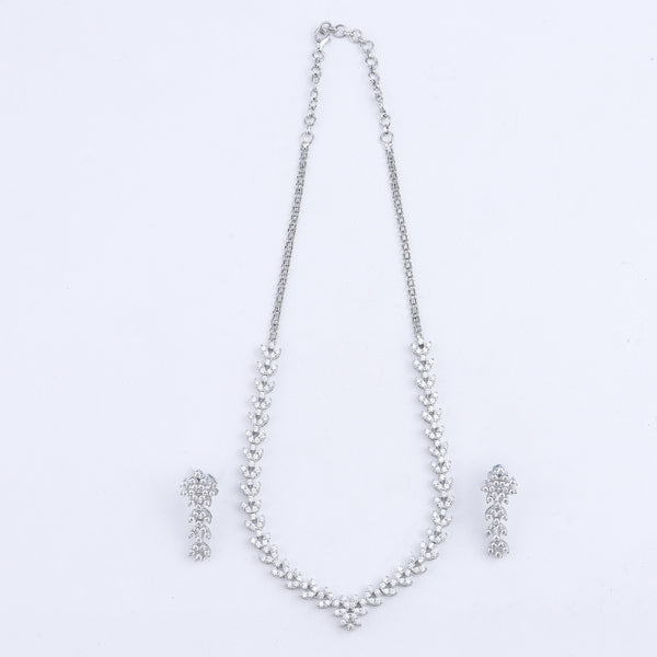 Silver CZ Necklace and Earring Set