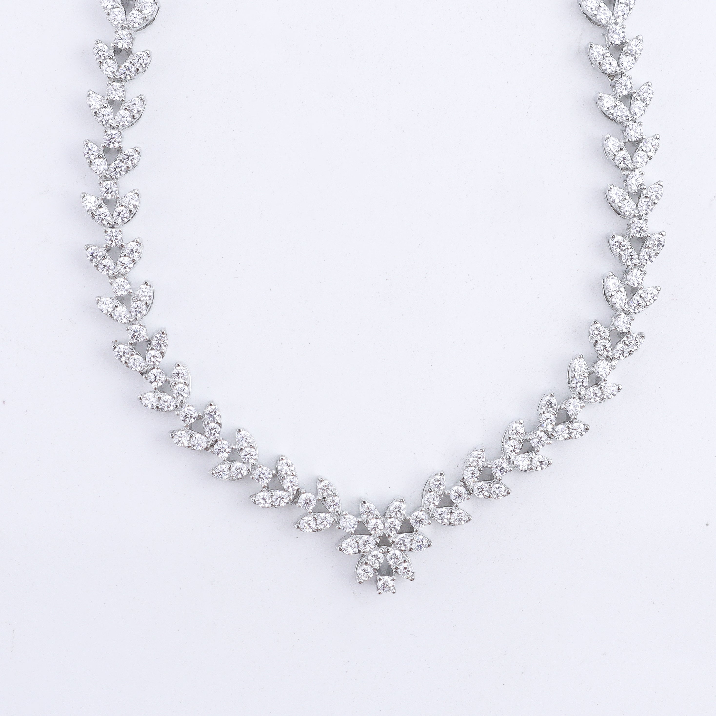 Silver CZ Necklace and Earring Set