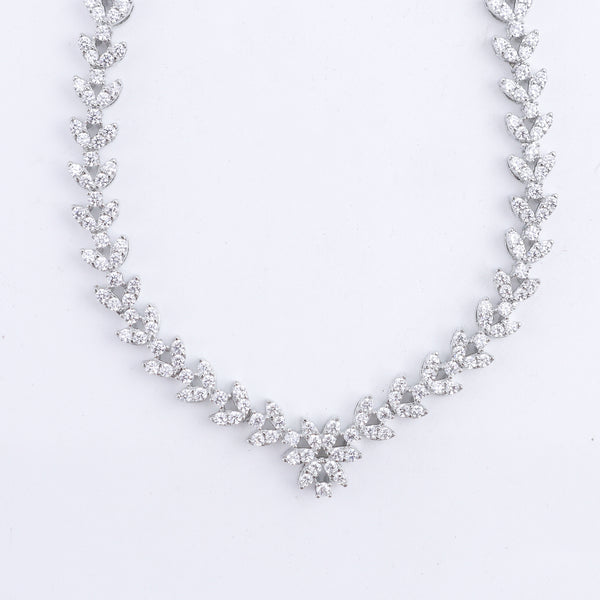 Silver CZ Necklace and Earring Set