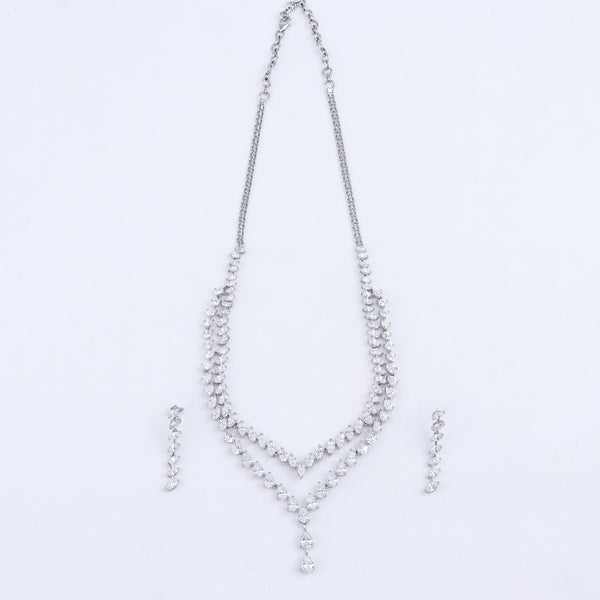Silver CZ Necklace and Earring Set