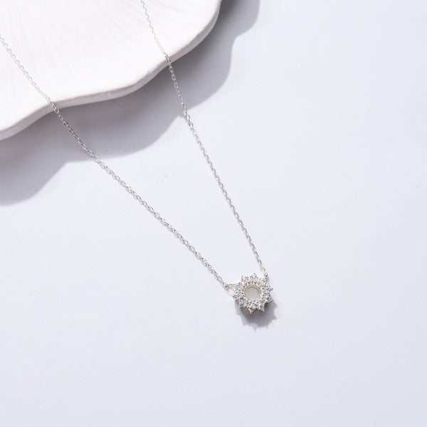 Silver Sunburst Pendant Necklace